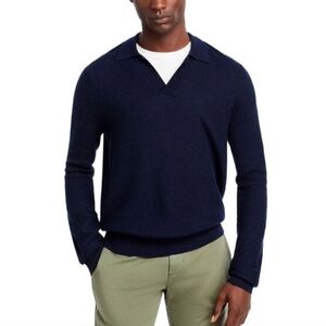 Vince Merino Wool V Neck Polo Sweater
